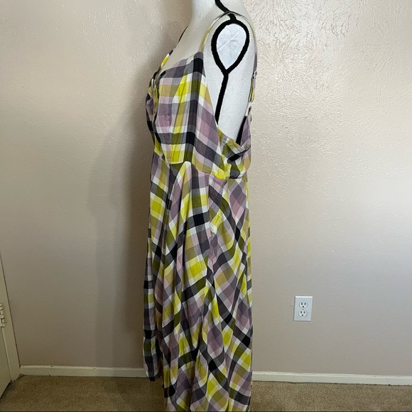 SOLD E Torrid Multi Plaid Challis Button Front Midi Dress - Picture 4 of 13